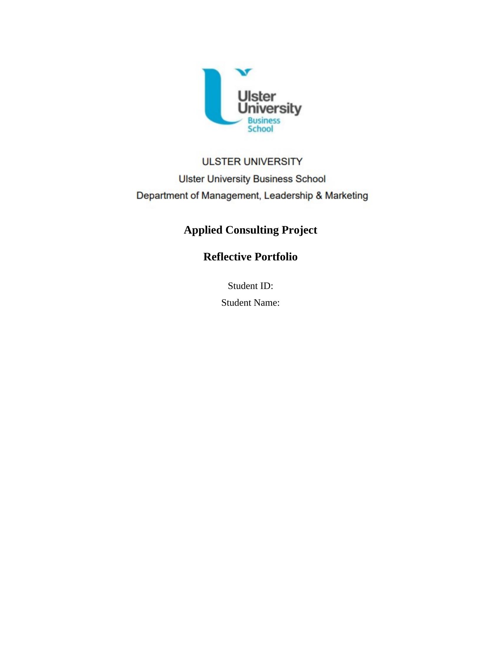 Applied Consulting Project - Reflective Portfolio