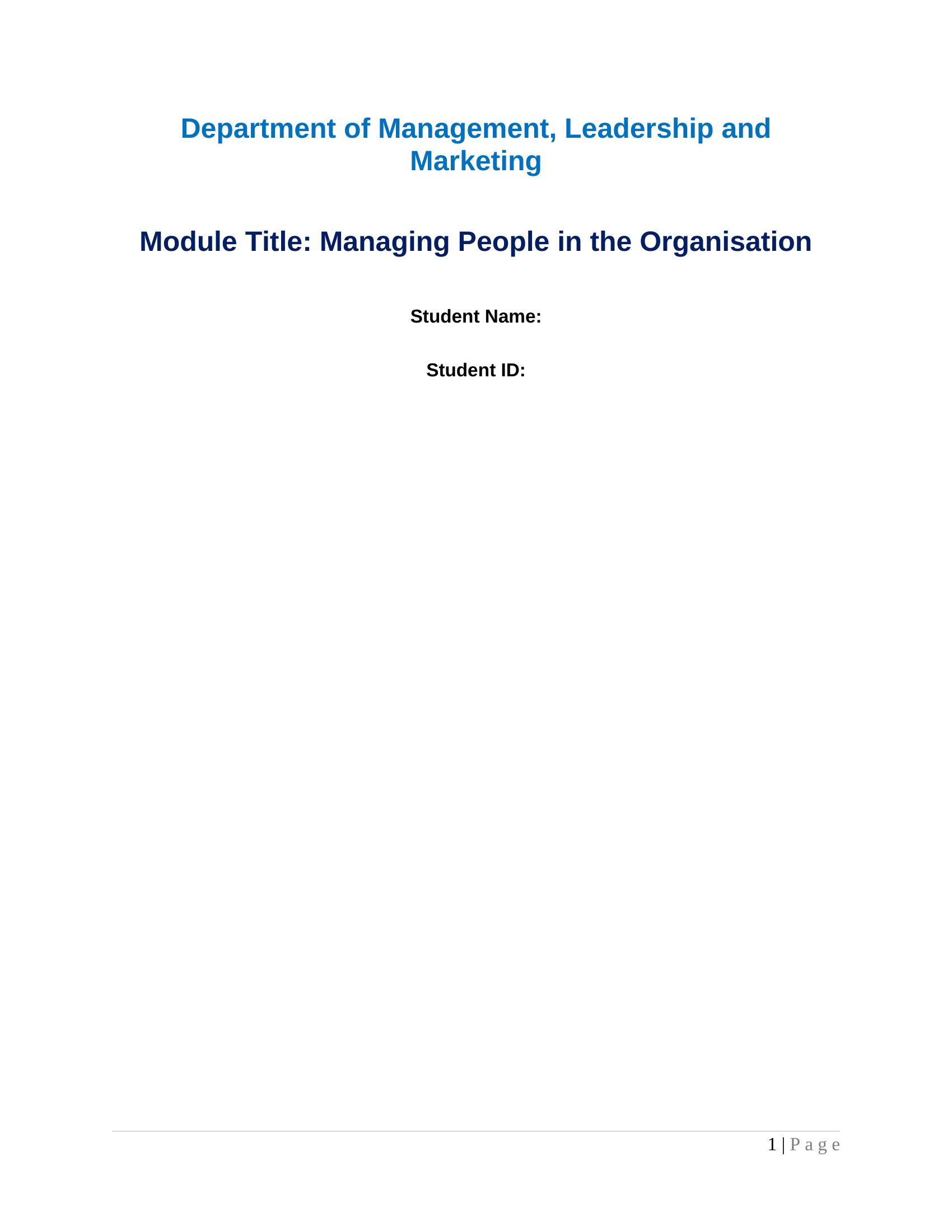 Managing People in the Organisation