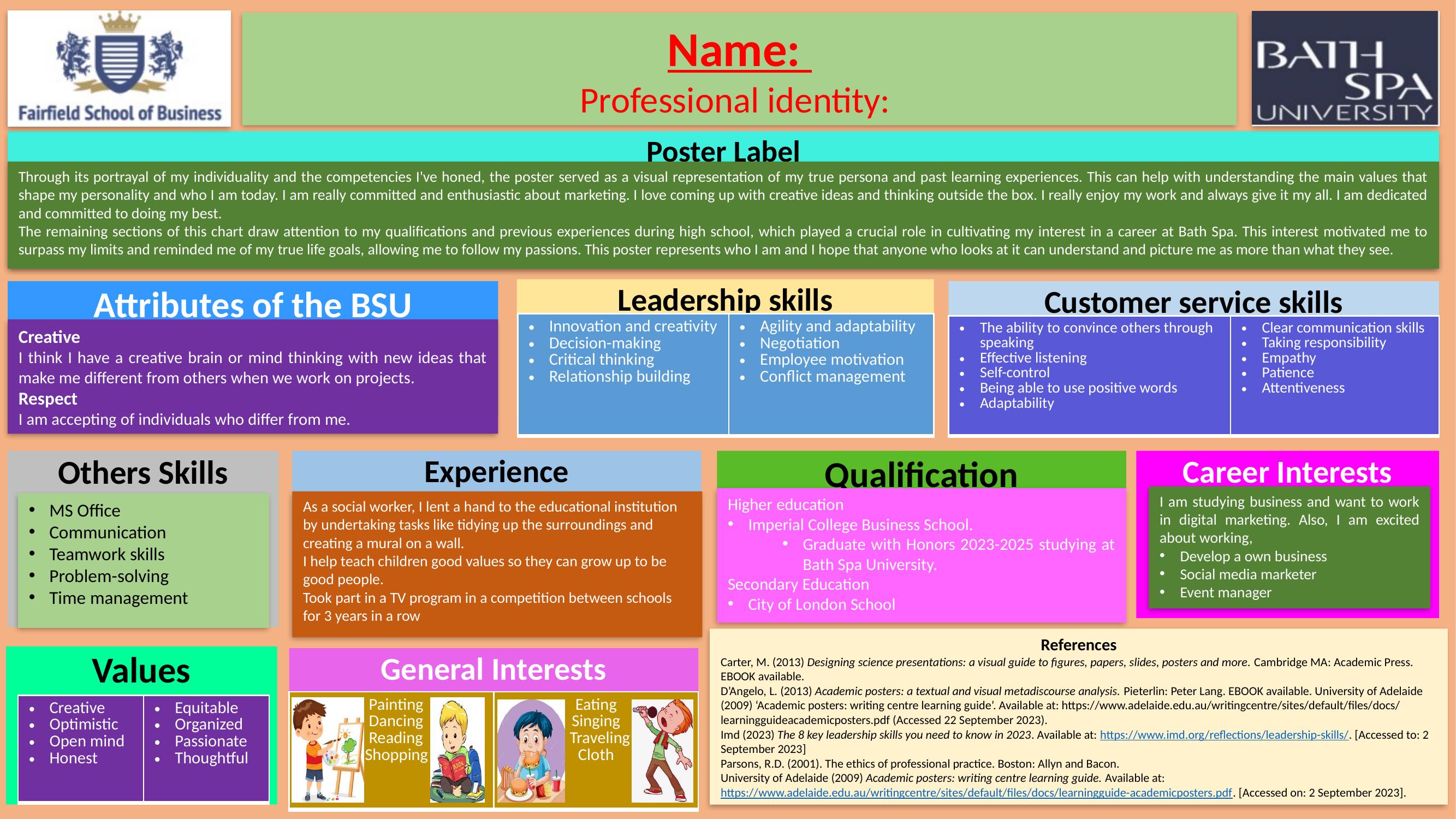 Professional Identity Poster
