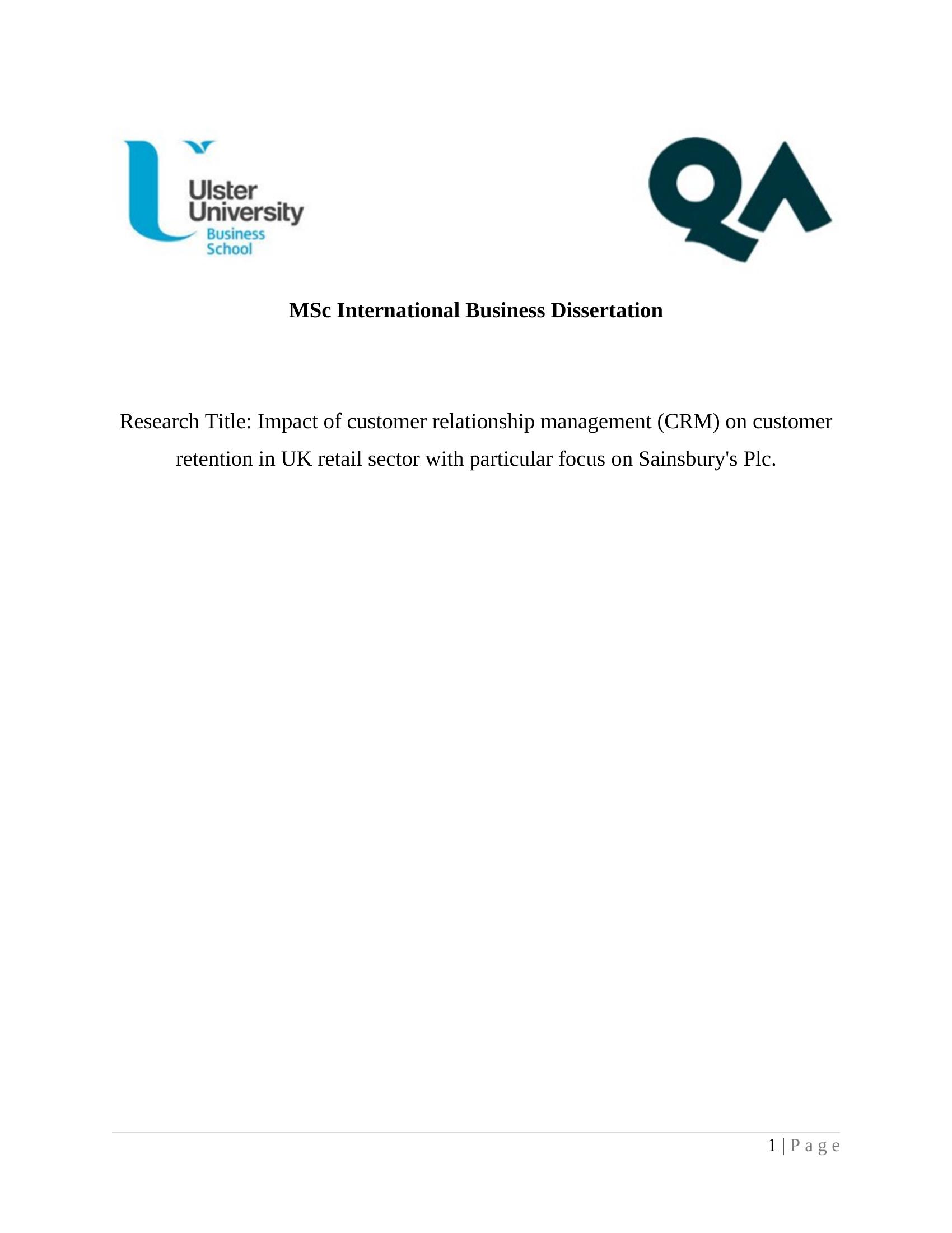 MSc International Business Dissertation