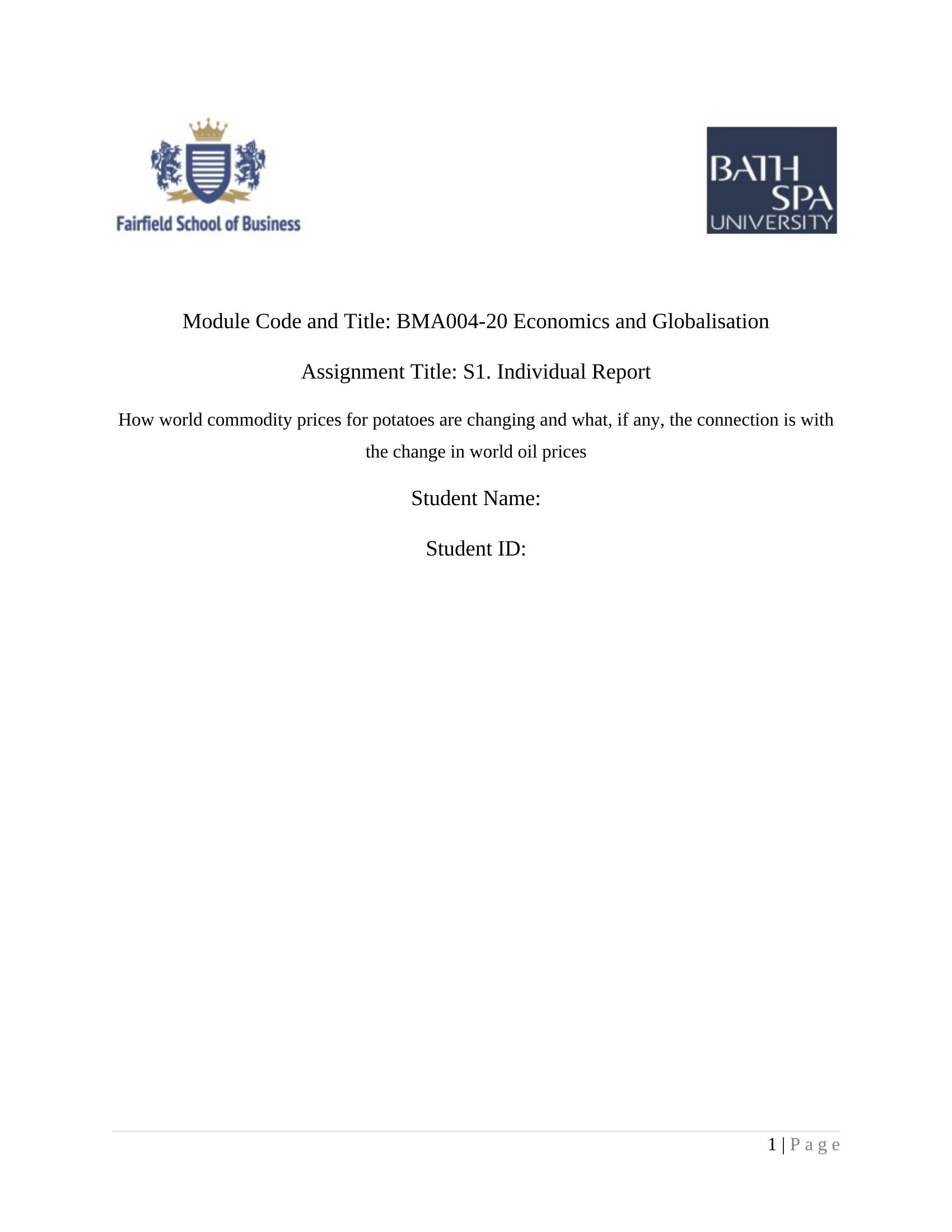 BMA004-20 Economics and Globalisation - Draft